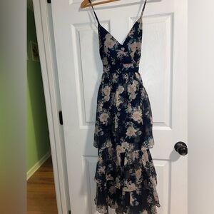 Lulus Navy Floral Midi Dress